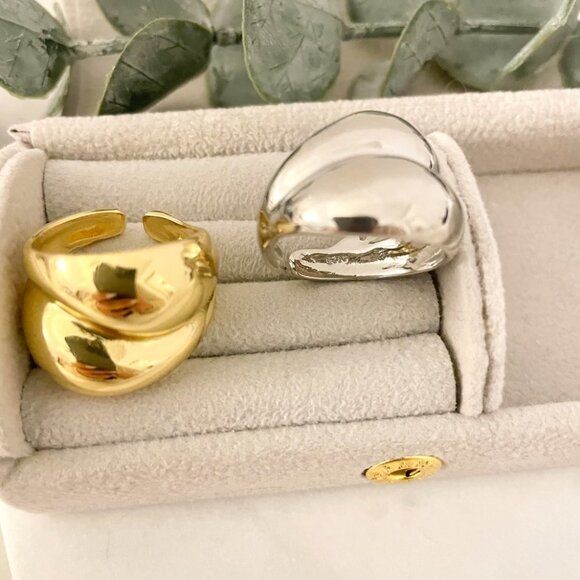 925 Sterling Silver Chunky Ring Thick Dome Ring Silver Statement Ring Bold Ring - Picture 7 of 8